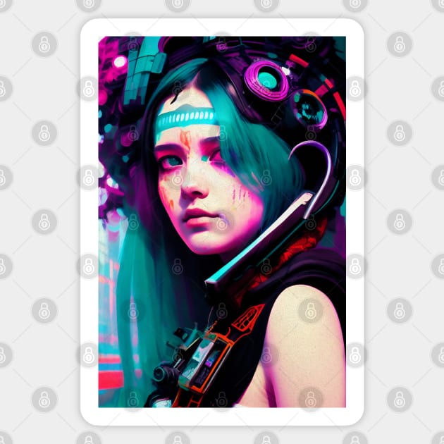 Abstract Cyberpunk Girl Magnet by Voodoo Production